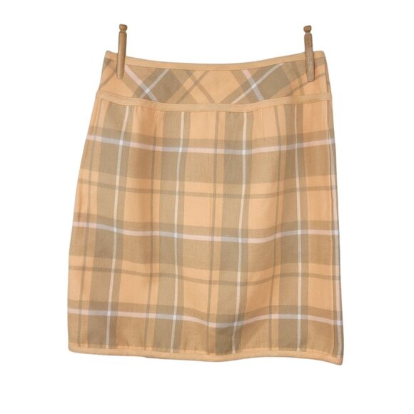 NEW Nine & Co Pencil Wrap Skirt Size 14 Plaid Check Career Flannel Orange Tan - Picture 4 of 5